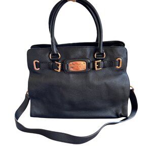 Michael Kors MK Hamilton Tote Handbag‎ Purse Black Pebbled Leather